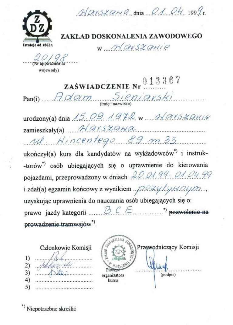 Referencje dla ośrodka Auto-Stop – dokument 10