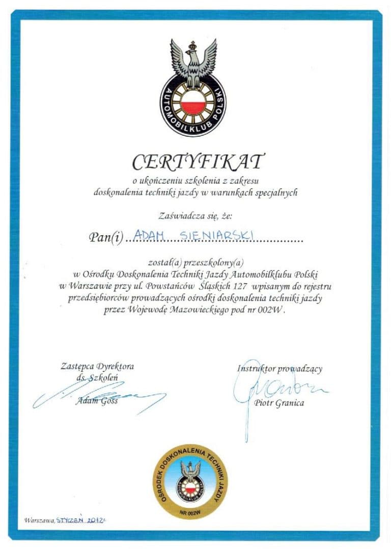 Referencje dla ośrodka Auto-Stop – dokument 4